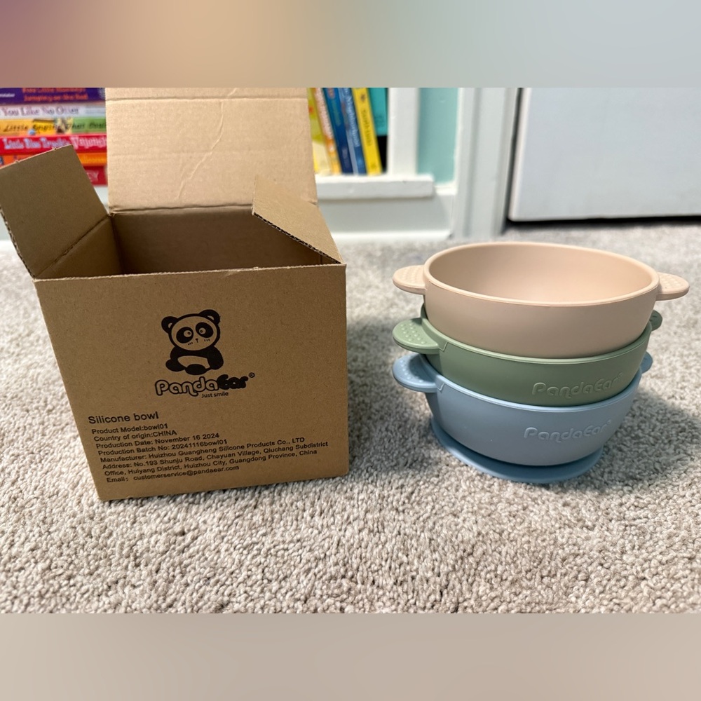 Pandaear Silicone Suction Bowls - Pastel Pink, Sage, Blue